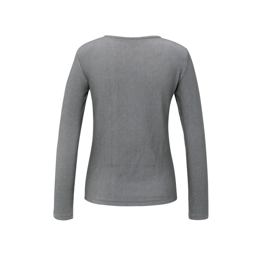 Geripptes Langarmshirt mit Schulterpolster von Yaya